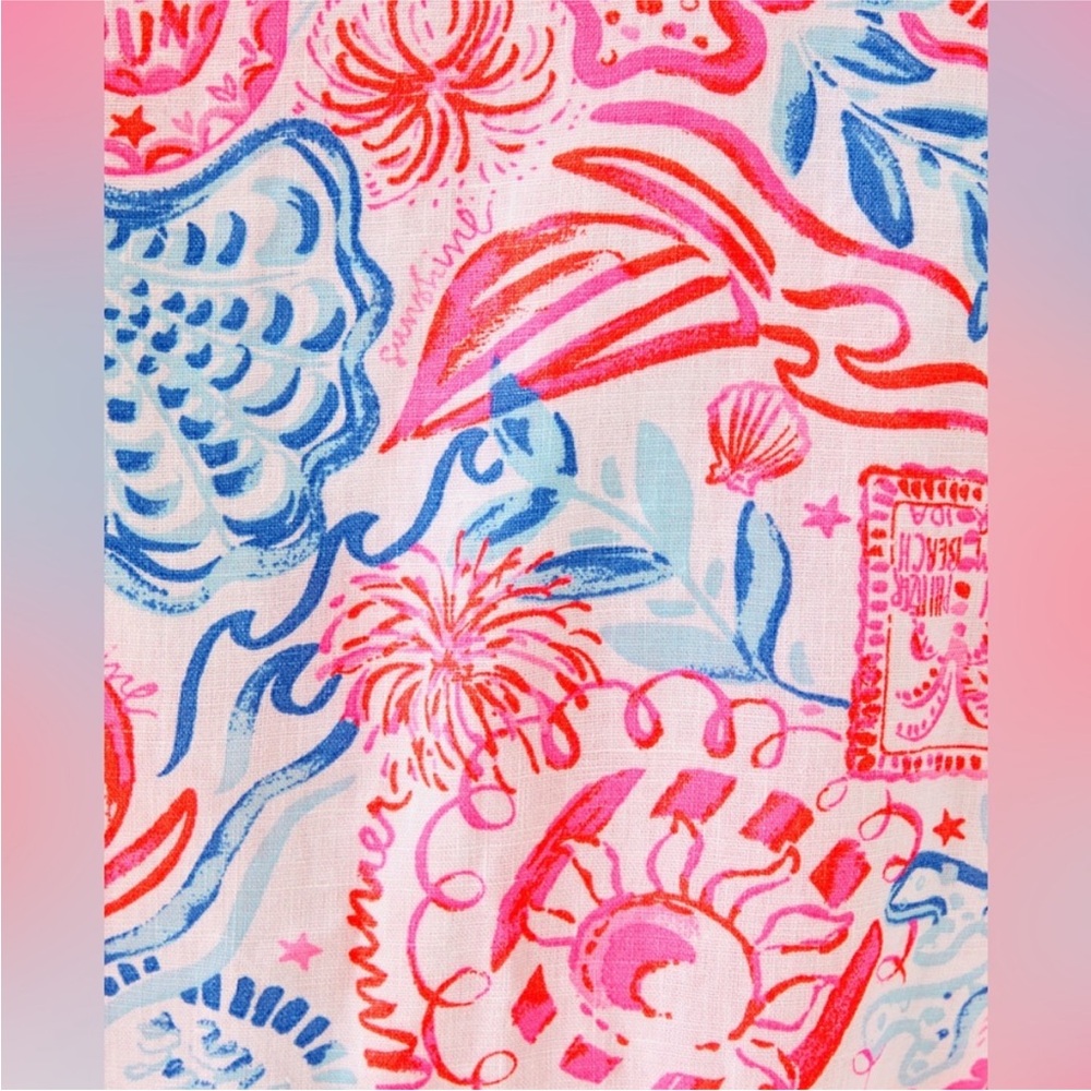 NWT LILLY PULITZER MIALEIGH LINEN DRESS LIL SUN SEA SAND - Picture 5 of 8